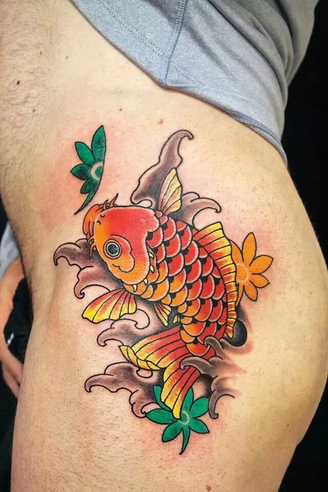 Collection of beautiful carp tattoos on the thighs leading the 2025 trend